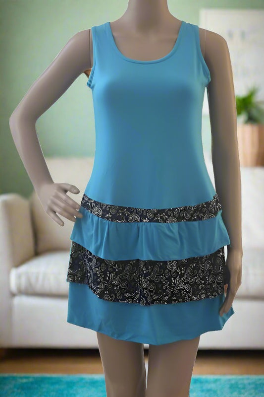 New Womens Teal Blue Ruffle Dress Swim Cover MomMeAndMore