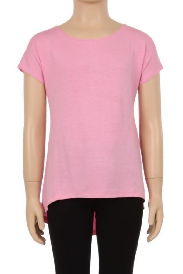 Pink Solid Top For Girls Short Sleeve Shirt: 6/8/10/12 Tops MomMe and More 