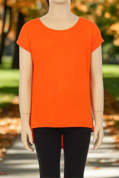 Orange Solid Top For Girls Short Sleeve Shirt: 6/8/10/12 Tops MomMe and More 