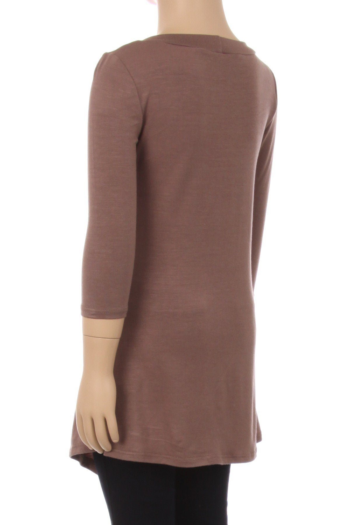 Girls Solid Brown Dress Asymmetric 3/4 Sleeve Tunic Top Tops MomMe and More 