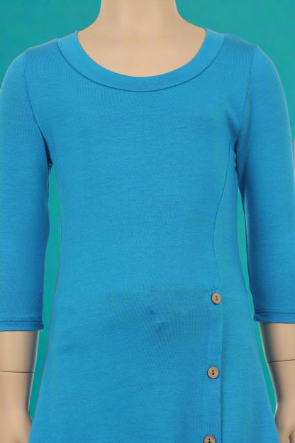 Girls Solid Teal Blue Dress Asymmetric 3/4 Sleeve Tunic Top Tops MomMe and More 