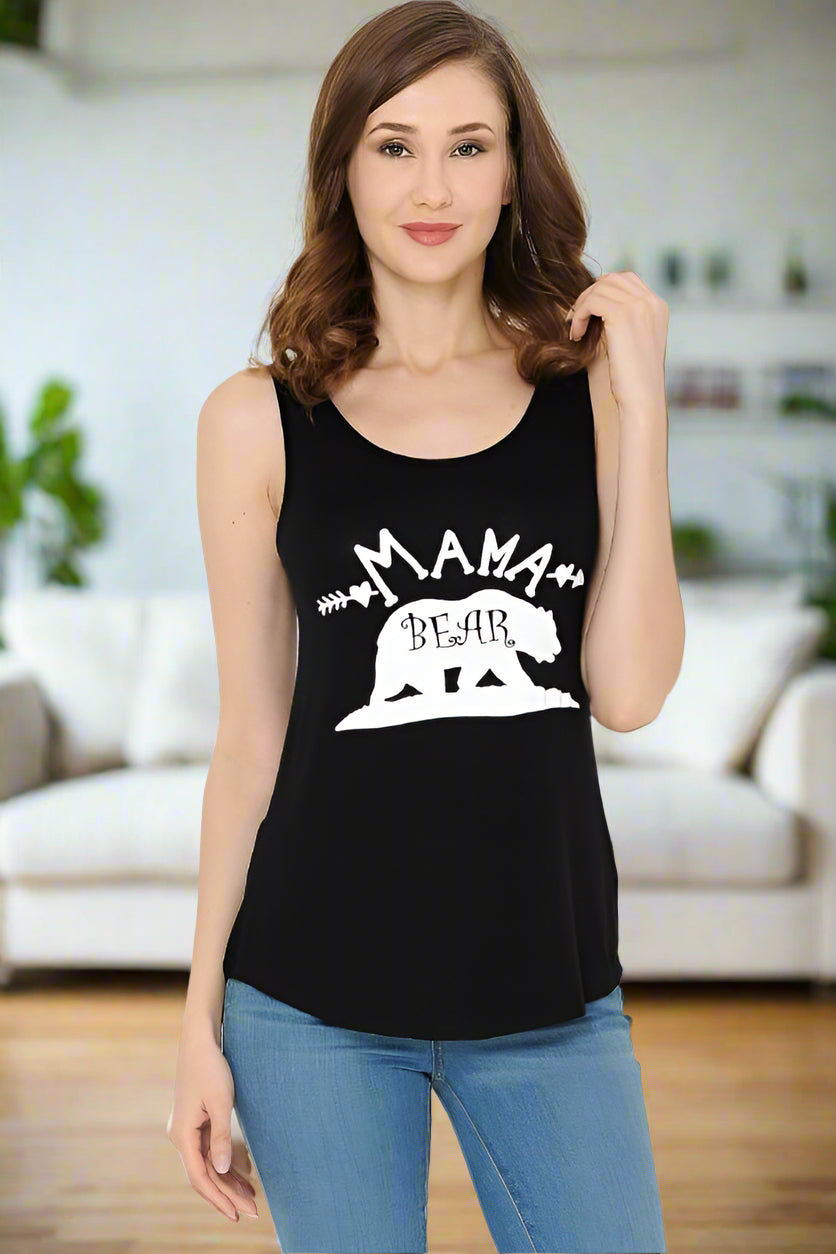 Women's Mama Bear Graphic Tank Top: Plus Tops MomMe and More 