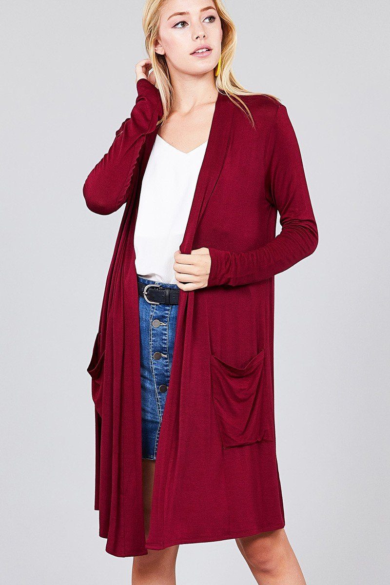 Women's Burgundy Cardigan With Pockets: S/M/L/XL Cardigan MomMe and More 