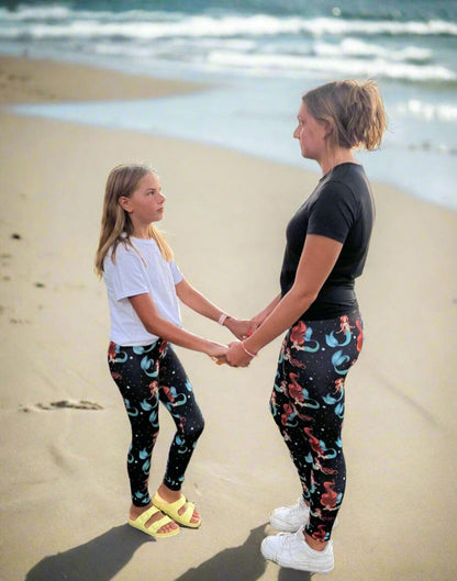 Girls Leggings Kids Mermaid Printed Leggings: Yoga Waistband Leggings MomMe and More 