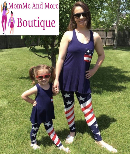 Girls American Flag Tank Top: Blue Tops MomMe and More 