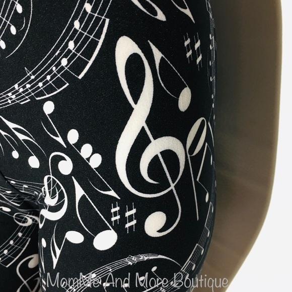 Womens Music Note Printed Leggings: Yoga Waist Leggings MomMe and More 