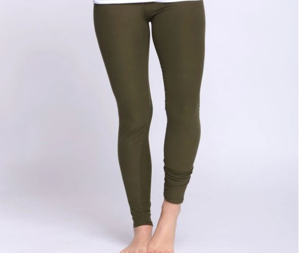 Womens Leggings | Olive Green Leggings | Yoga Pants | Footless Tights |  No-Roll Waistband
