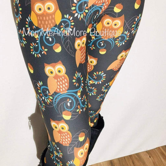 Womens Owl Printed Leggings: Yoga Waist Leggings MomMe and More 