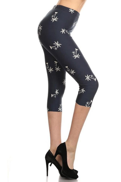 Women's Palm Tree Capri Leggings Leggings MomMe and More 