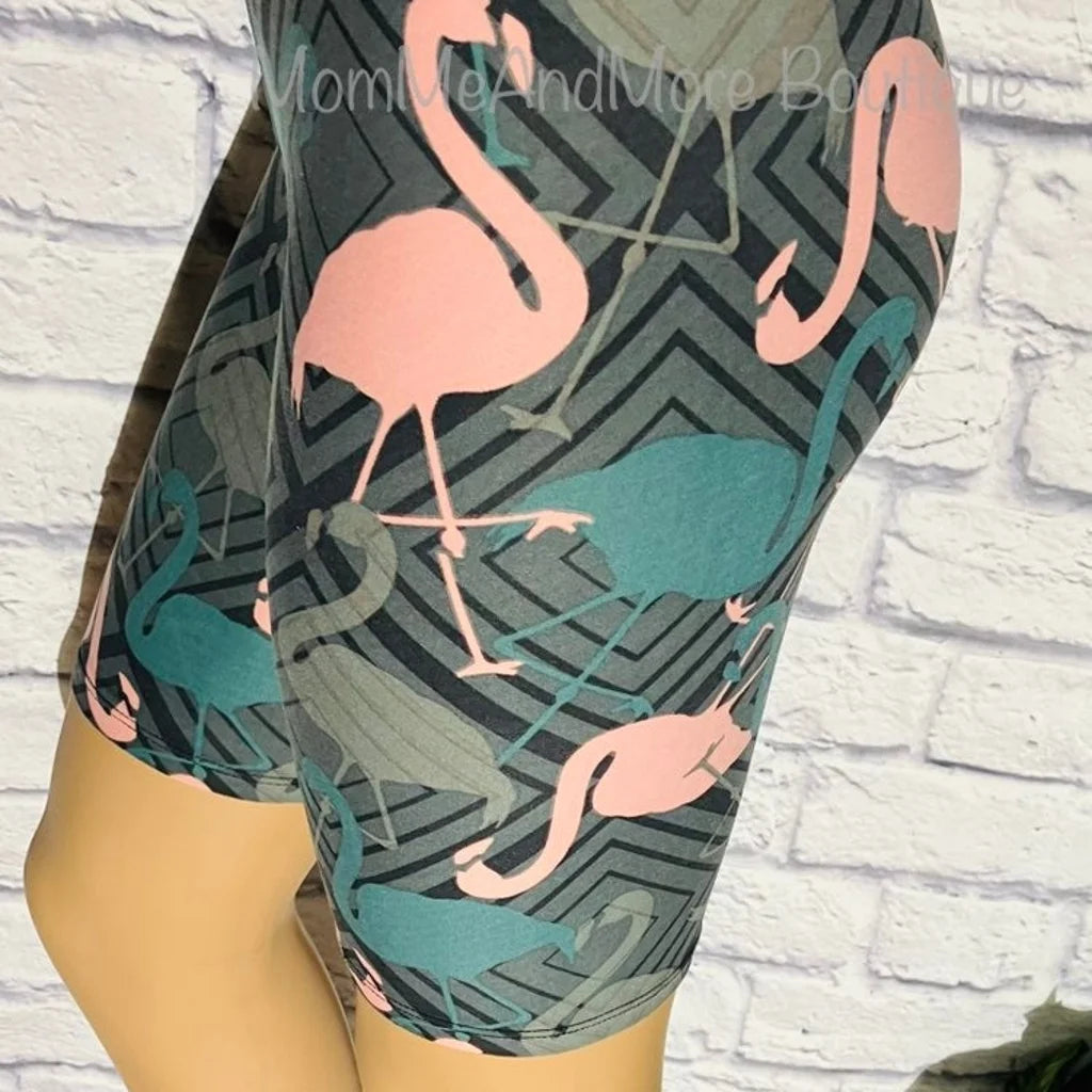 Womens Best Shorts, Flamingo Printed Biker Bermuda Long Shorts Shorts MomMe and More 