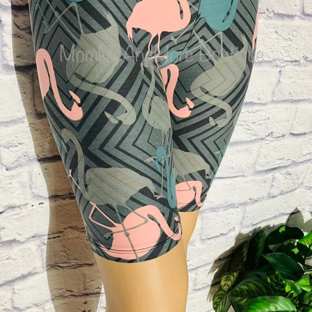 Womens Best Shorts, Flamingo Printed Biker Bermuda Long Shorts Shorts MomMe and More 