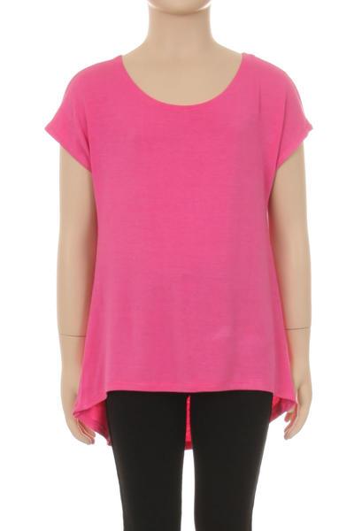 Pink Solid Top For Girls Short Sleeve Shirt: 6/8/10/12 Tops MomMe and More 