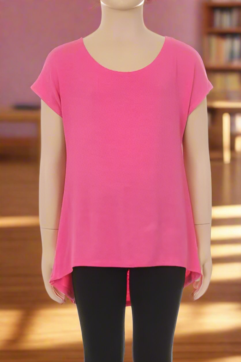 Pink Solid Top For Girls Short Sleeve Shirt: 6/8/10/12 Tops MomMe and More 