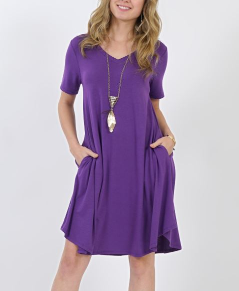 Women's Purple Pocket Dress: S-3XL dress MomMe and More 