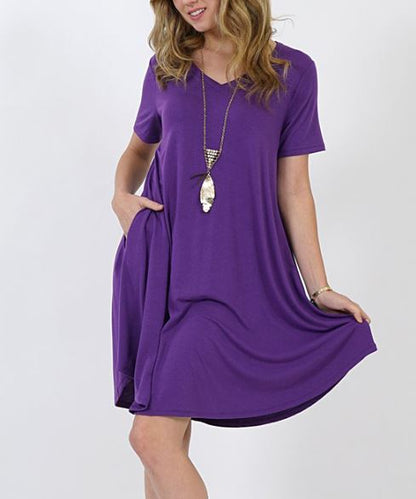 Women's Purple Pocket Dress: S-3XL dress MomMe and More 