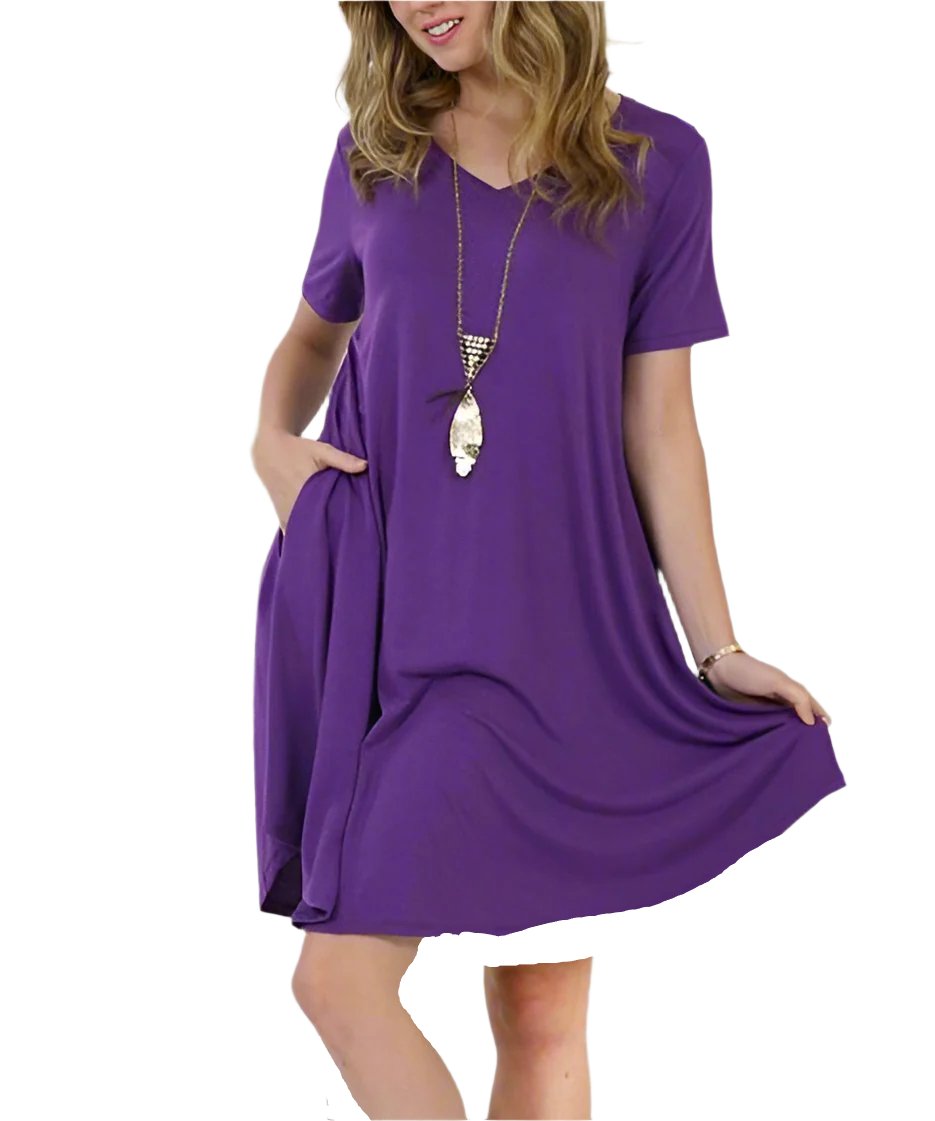 Women's Purple Pocket Dress: S-3XL dress MomMe and More 