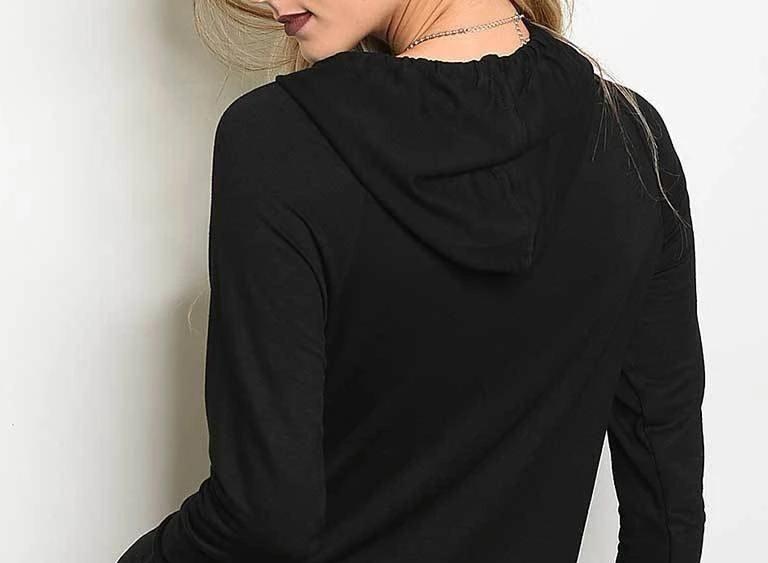 Hooded Tunic Top for Women Hoodie Black Shirt: S/M/L Tops MomMe and More 