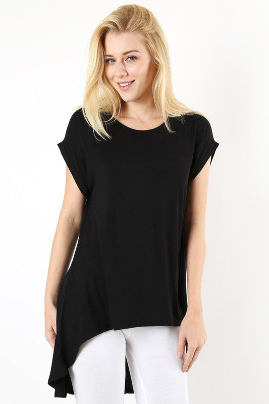 50% Off Women's Black Top Short Sleeve Shirt: S/M/L Tunics MomMe and More 