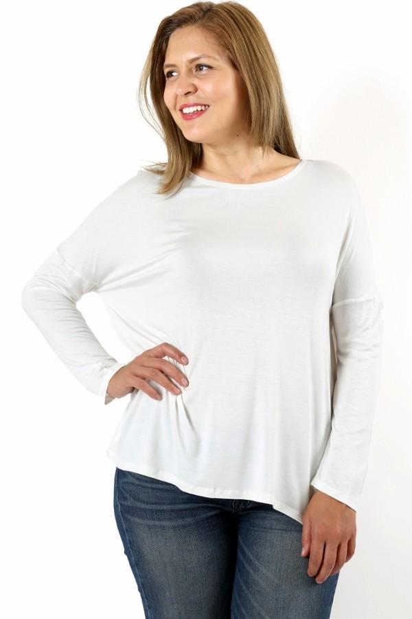 Women's White Tunic Top Dolman Sleeve Tunic: 1XL/2XL/3XL Tops MomMe and More 