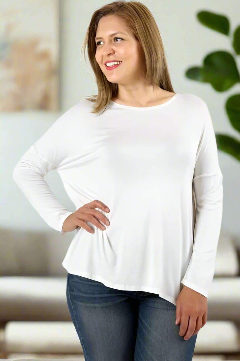 Women's White Tunic Top Dolman Sleeve Tunic: 1XL/2XL/3XL Tops MomMe and More 
