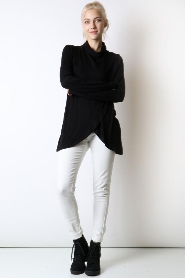 50% Off Women's Black Top Long Sleeve Cowl Neck Shirt: S/M/L Tops MomMe and More 