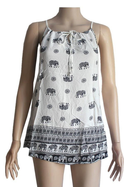 50% Off Women's Elephant Paisley Boho Summer Tank Top: Small Tops MomMe and More 