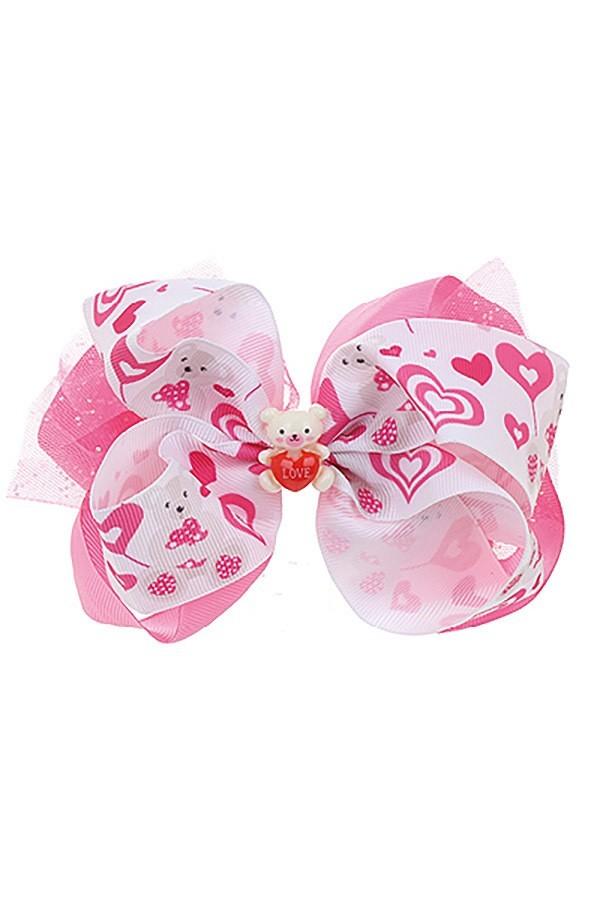 Girl's JoJo Inspired Large Cheer Hair Bow: Teddy Bear accessories MomMe and More 