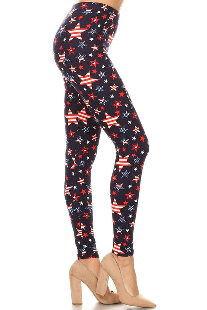 Womens American Flag Star Leggings Leggings MomMe and More 