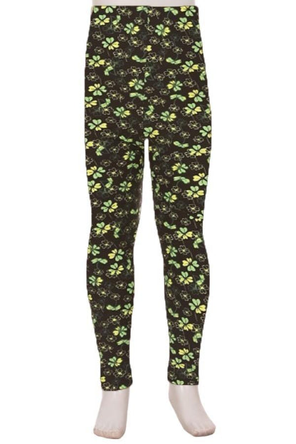 Girl's St. Patrick Day Shamrock Leggings Leggings MomMe and More 