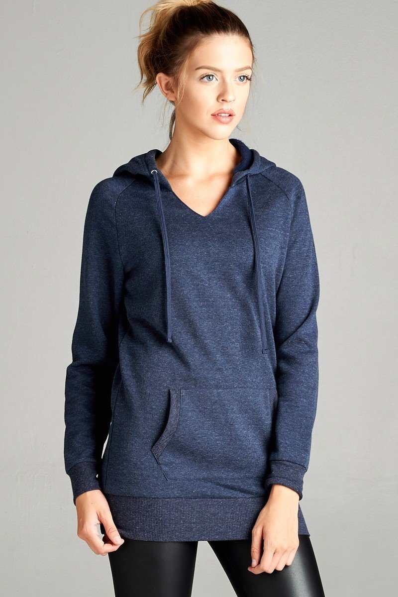 Womens Navy Blue Slim Fit Hoodie Sweatshirt Tops MomMe and More 