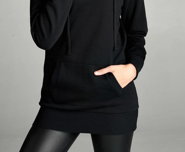 Women's Black Ultra Soft Hooded Sweatshirt: S/M/L Tops MomMe and More 