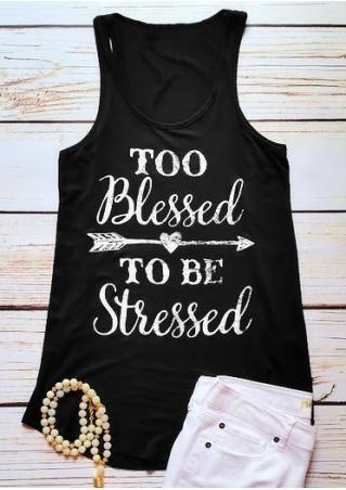 Women's Too Blessed To Be Stressed Graphic Tank Top: Plus Tops MomMe and More 
