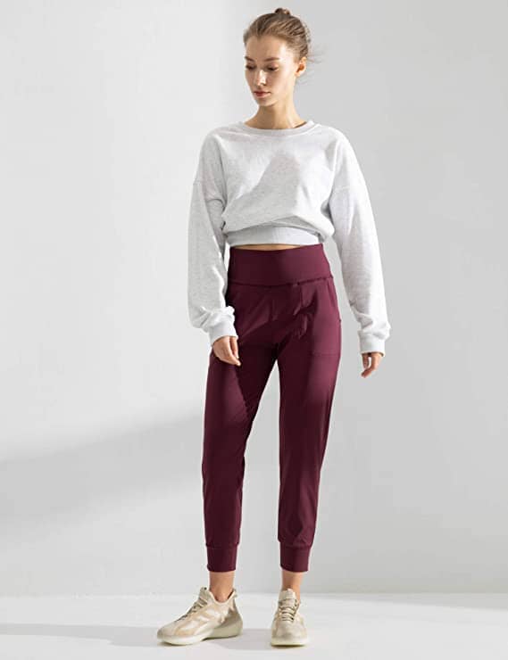 Womens Dress Joggers, The Everyday Dress Jogger Pants: Maroon Joggers MomMe and More 