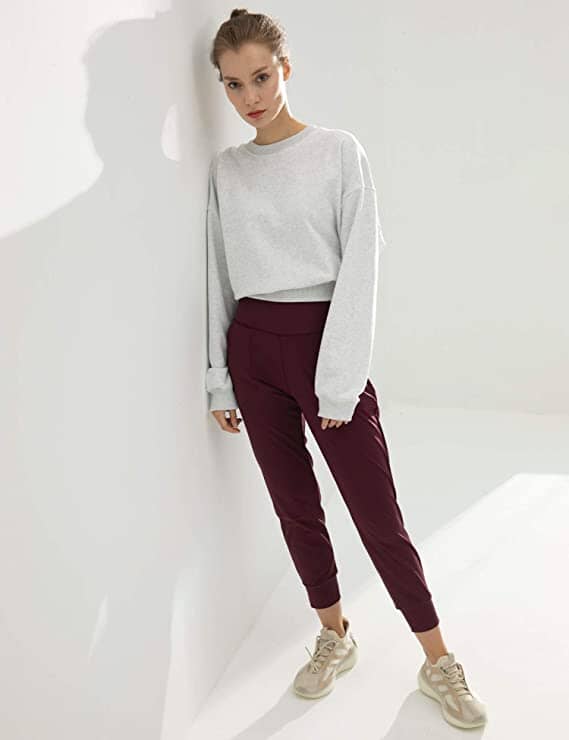 Womens Dress Joggers, The Everyday Dress Jogger Pants: Maroon Joggers MomMe and More 