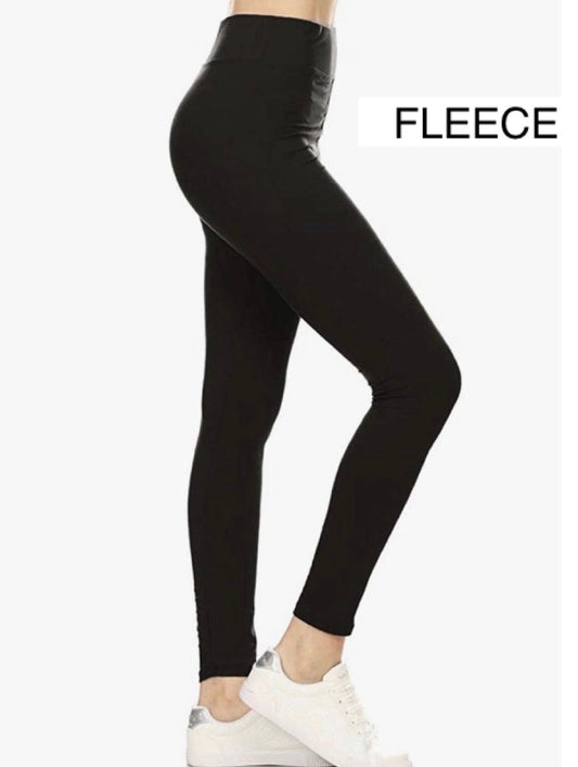 Womens Best Solid Black Fleece Lined Leggings: Yoga Waist Leggings MomMe and More 