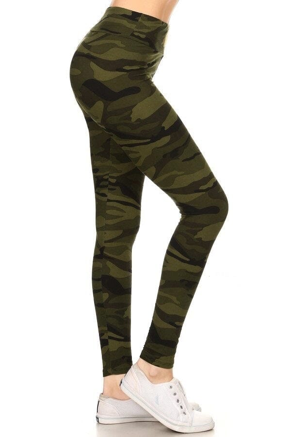 Womens Best Leggings, Green Camouflage Print Leggings: Yoga Waist Leggings MomMe and More 