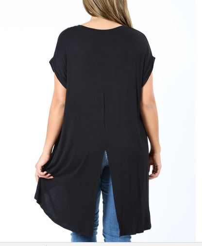 50% Off Women's Black Top Short Sleeve Shirt: S/M/L Tunics MomMe and More 