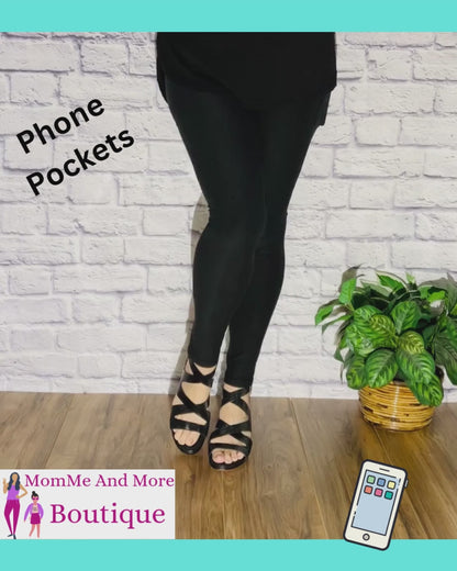 Womens Pocket Leggings Soft Yoga Pants Solid Black Sizes 0-20