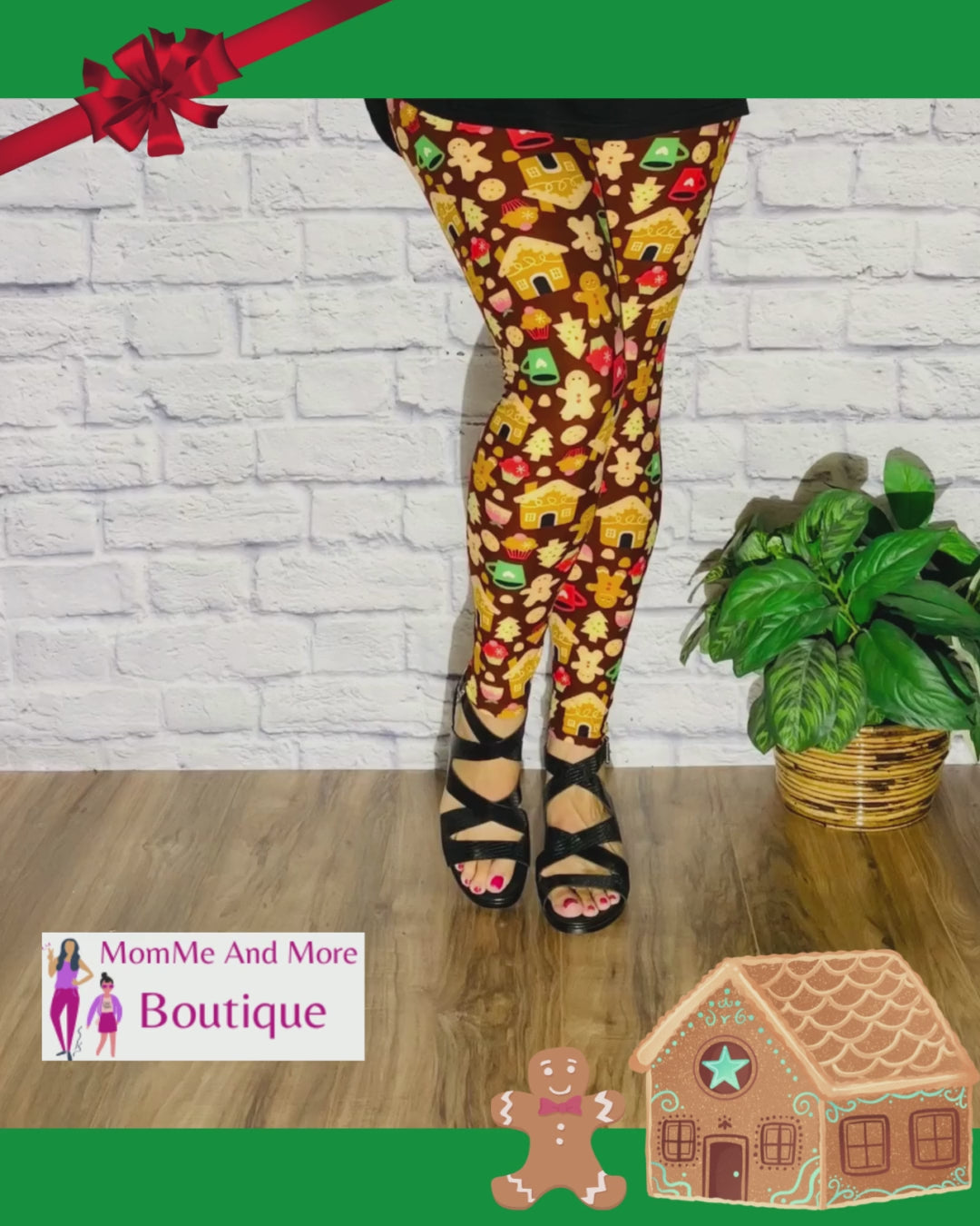 Womens Gingerbread House Printed Leggings Video Review MomMeAndMore