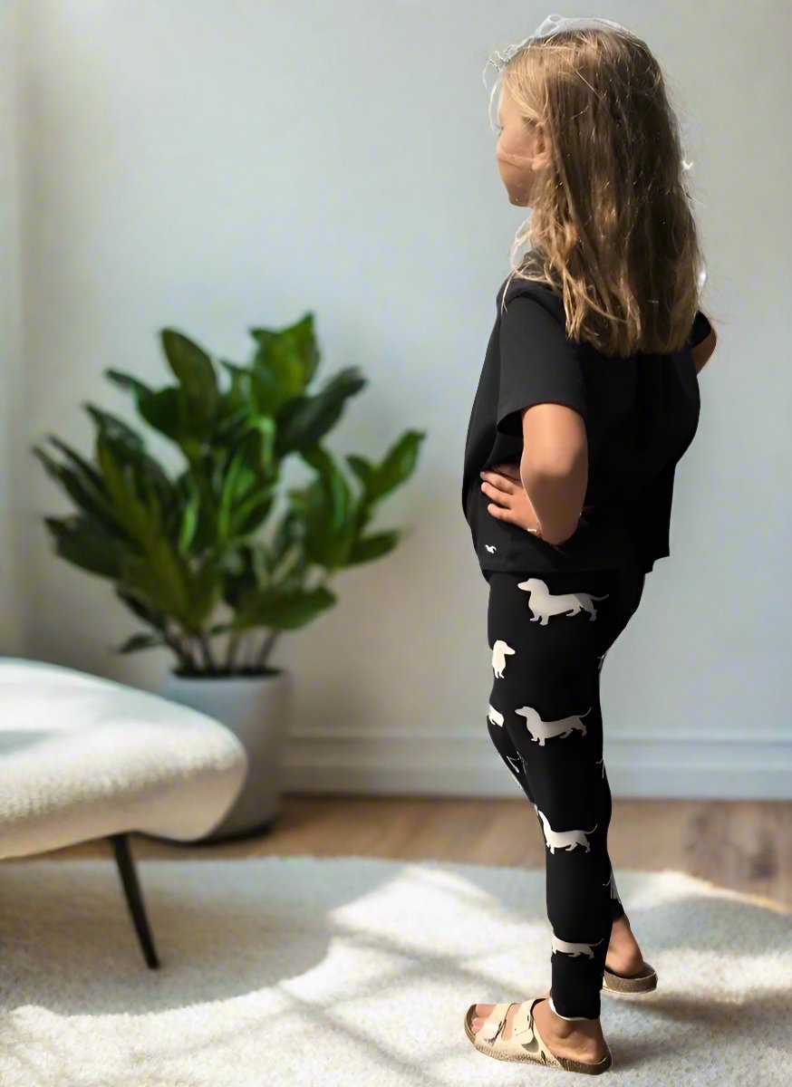 Girls Dachshund Dog Leggings Leggings MomMe and More 