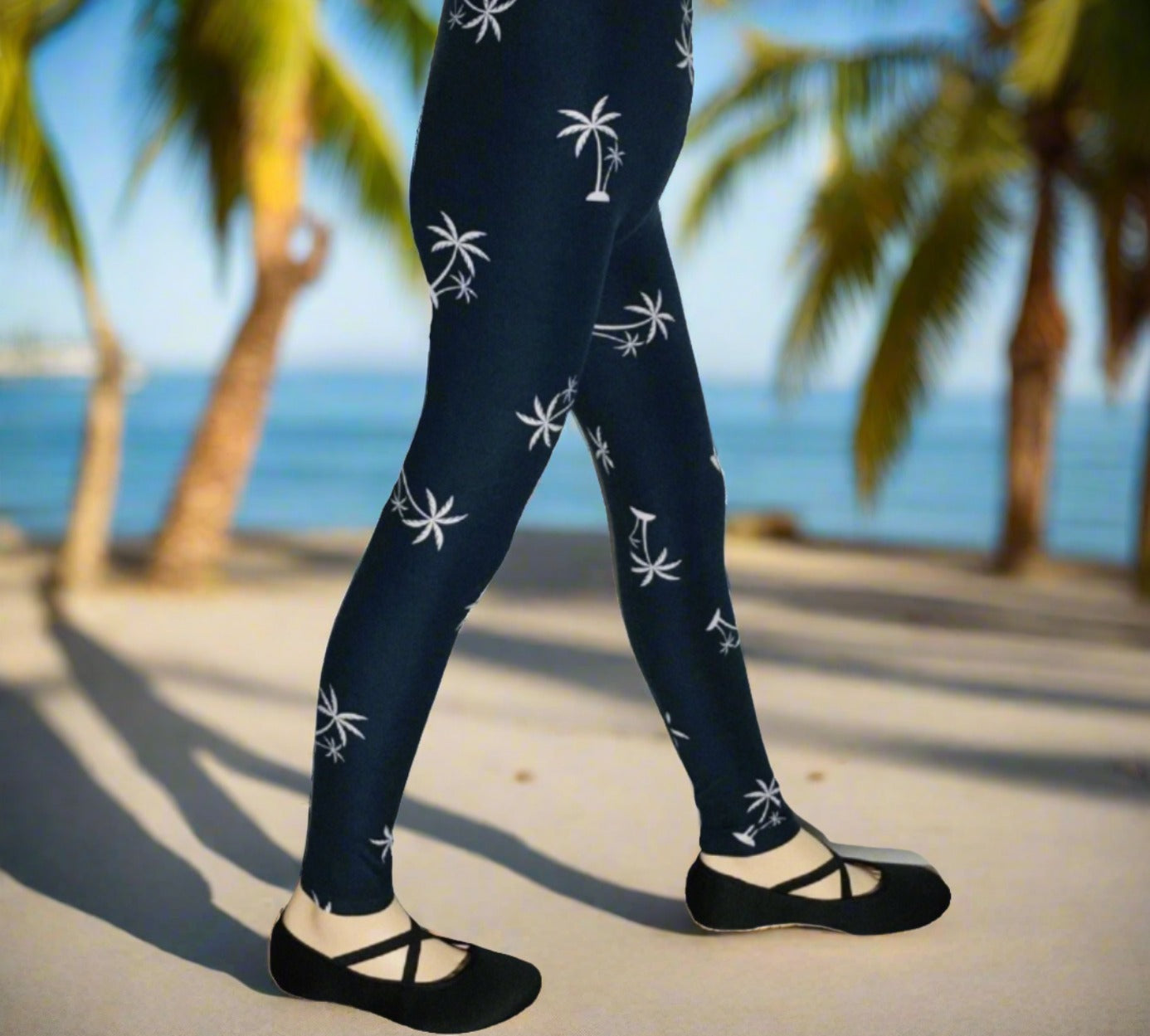 Girl's Palm Tree Leggings Leggings MomMe and More 
