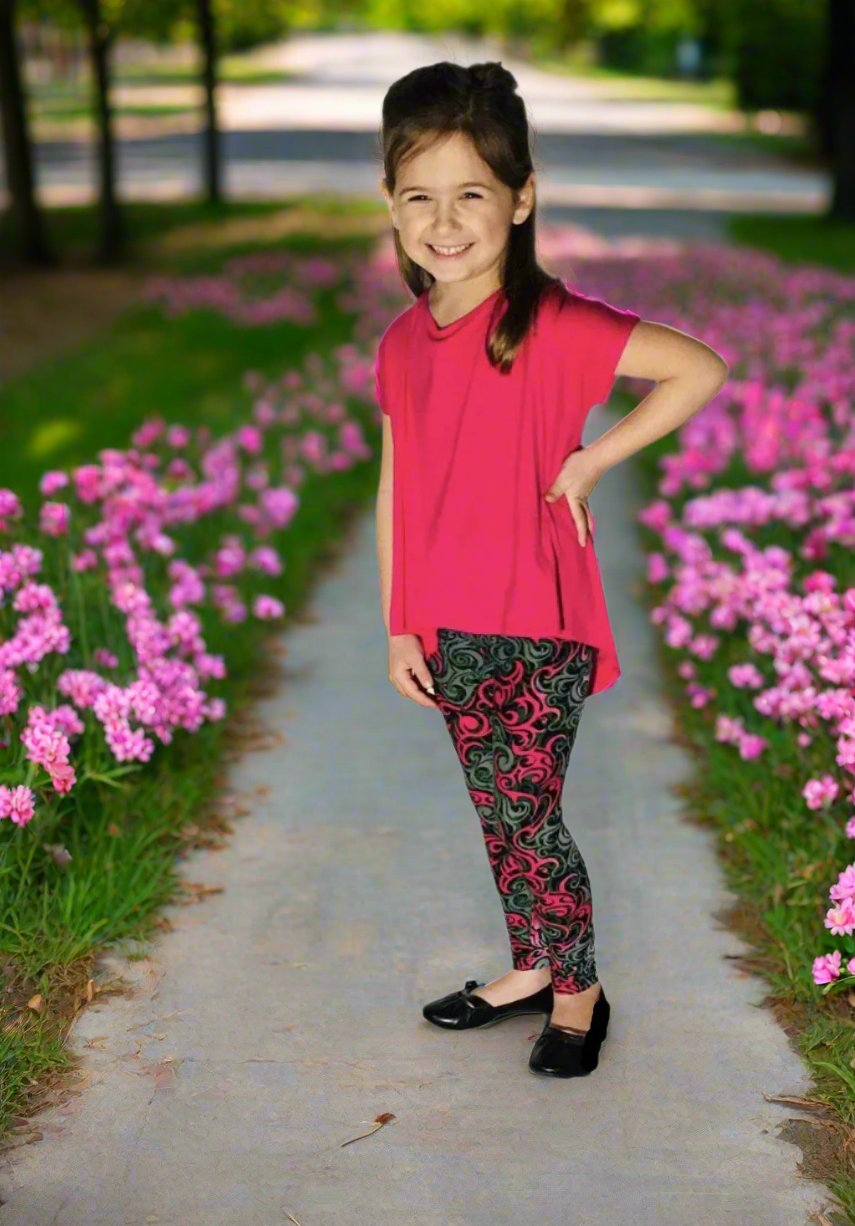 Girls Pink Ribbon Paisley Leggings Leggings MomMe and More 