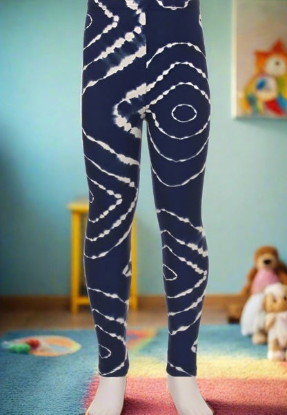 Girl's Tie-Dye Printed Leggings Blue: S and L Leggings MomMe and More 