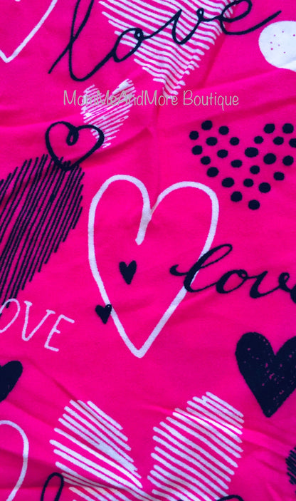 Girls Pink Love Heart Valentines Day Leggings Leggings MomMe and More 