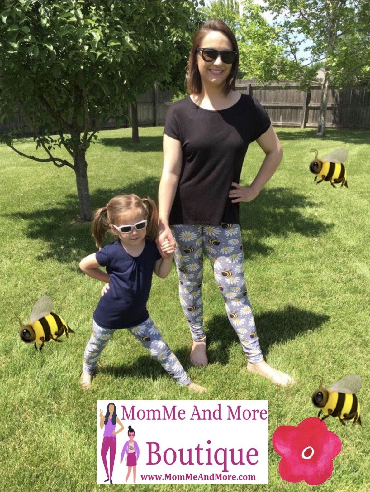 Girls Bumble Bee Daisy Leggings Leggings MomMe and More 