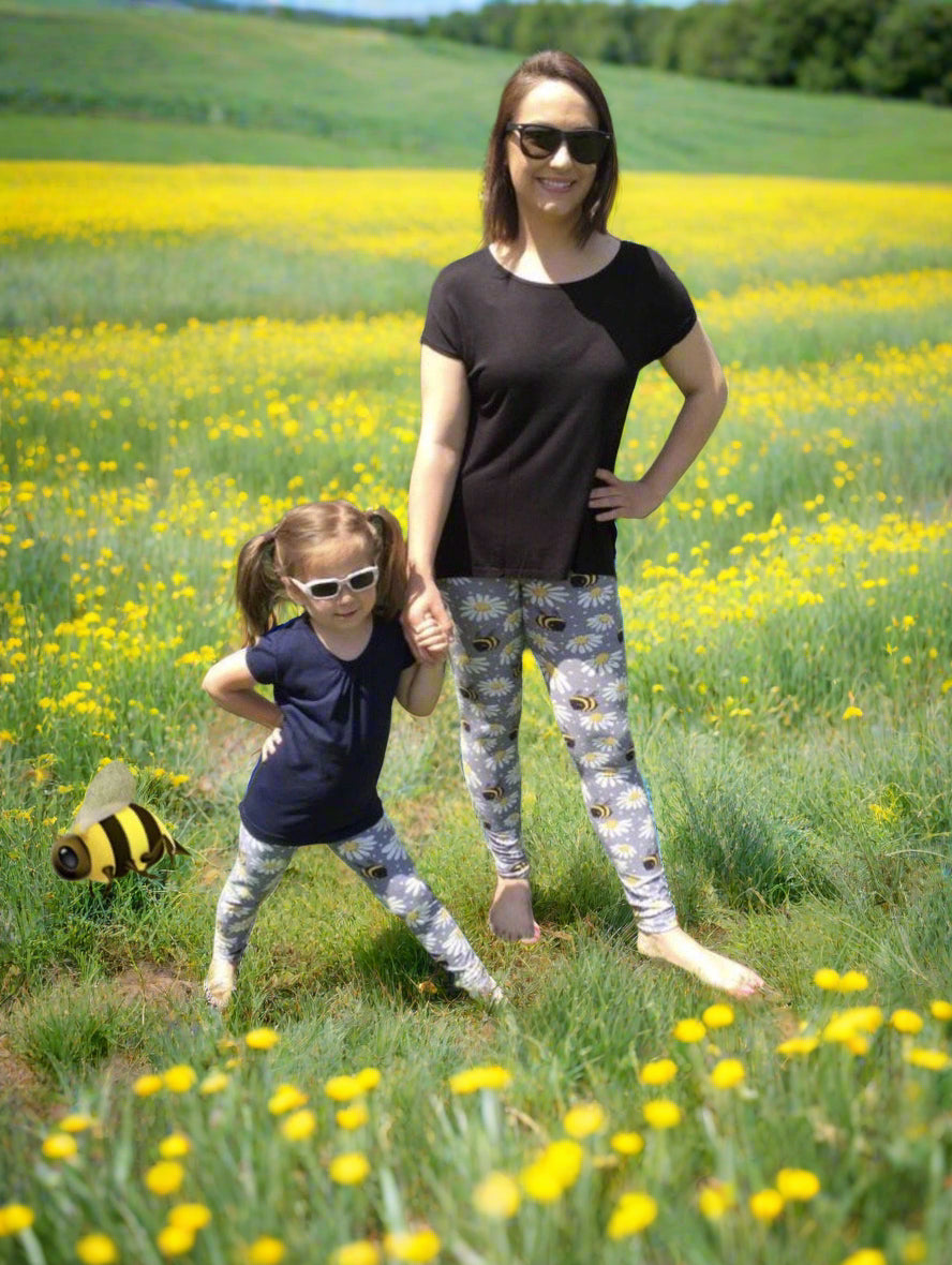 Girls Bumble Bee Daisy Leggings Leggings MomMe and More 