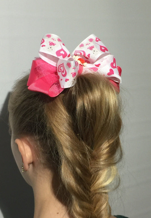 Girl's JoJo Inspired Large Cheer Hair Bow: Teddy Bear accessories MomMe and More 