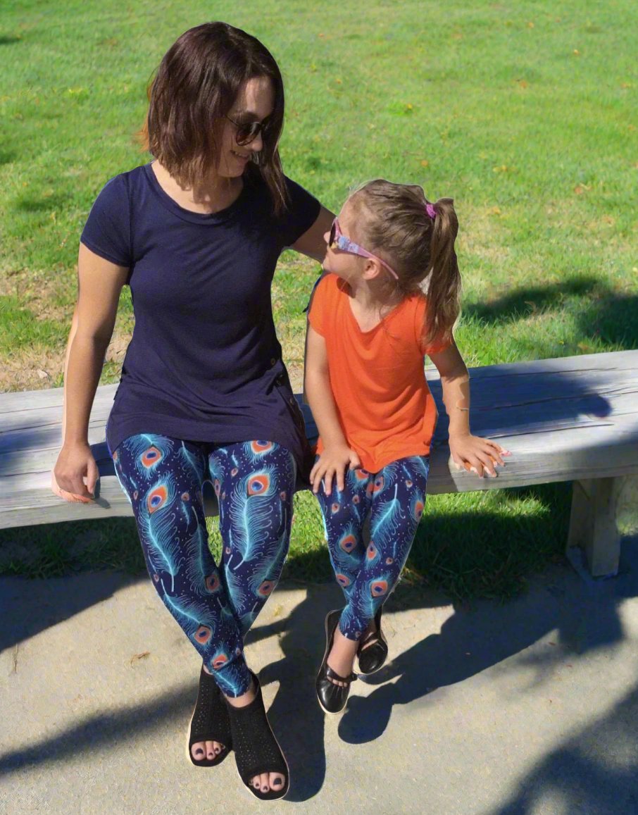 Girl's Peacock Leggings Leggings MomMe and More 