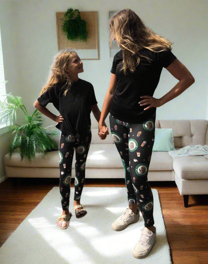 Womens Sloth Coffee Cups Leggings: Yoga Waist Leggings MomMe and More 