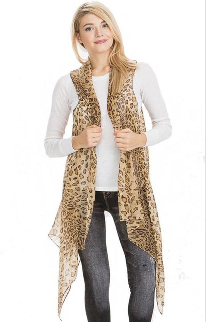 Womens Cheetah Leopard Cardigan Kimono Vest Cardigan MomMe and More 